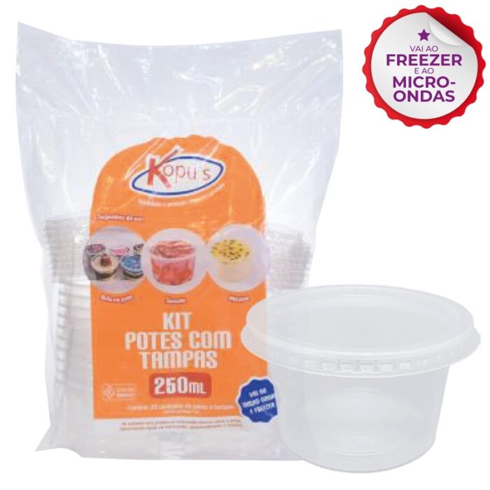 Kit Potes com Tampas 250ml