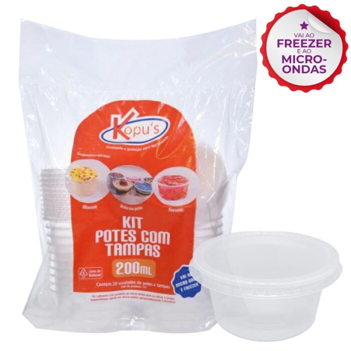 Kit Potes com Tampas 200ml