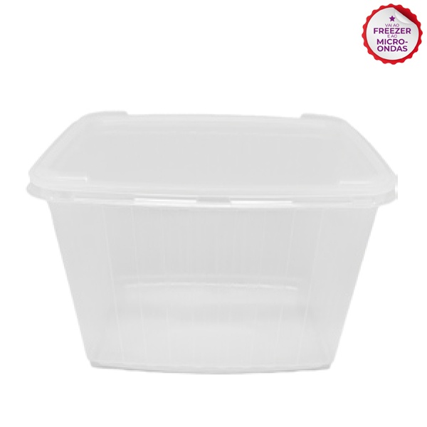 Pote Retangular p/ Alimento com Tampa 2L