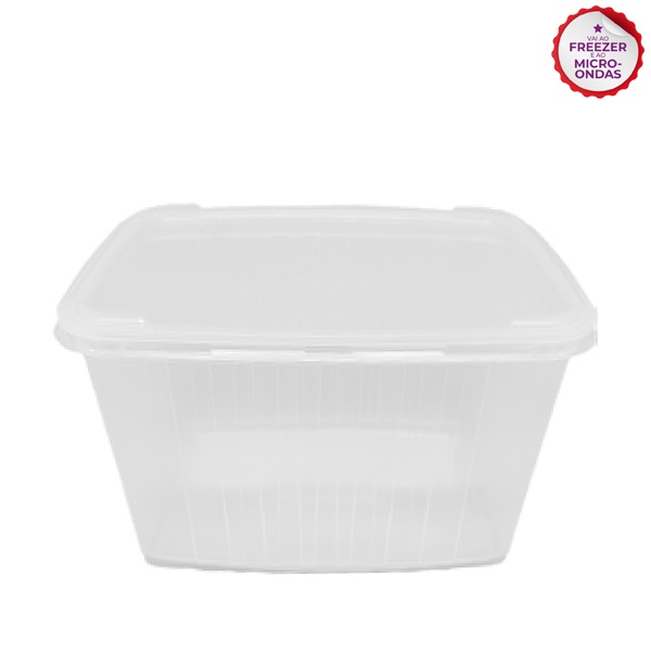 Pote Retangular p/ Alimento com Tampa 1,8L